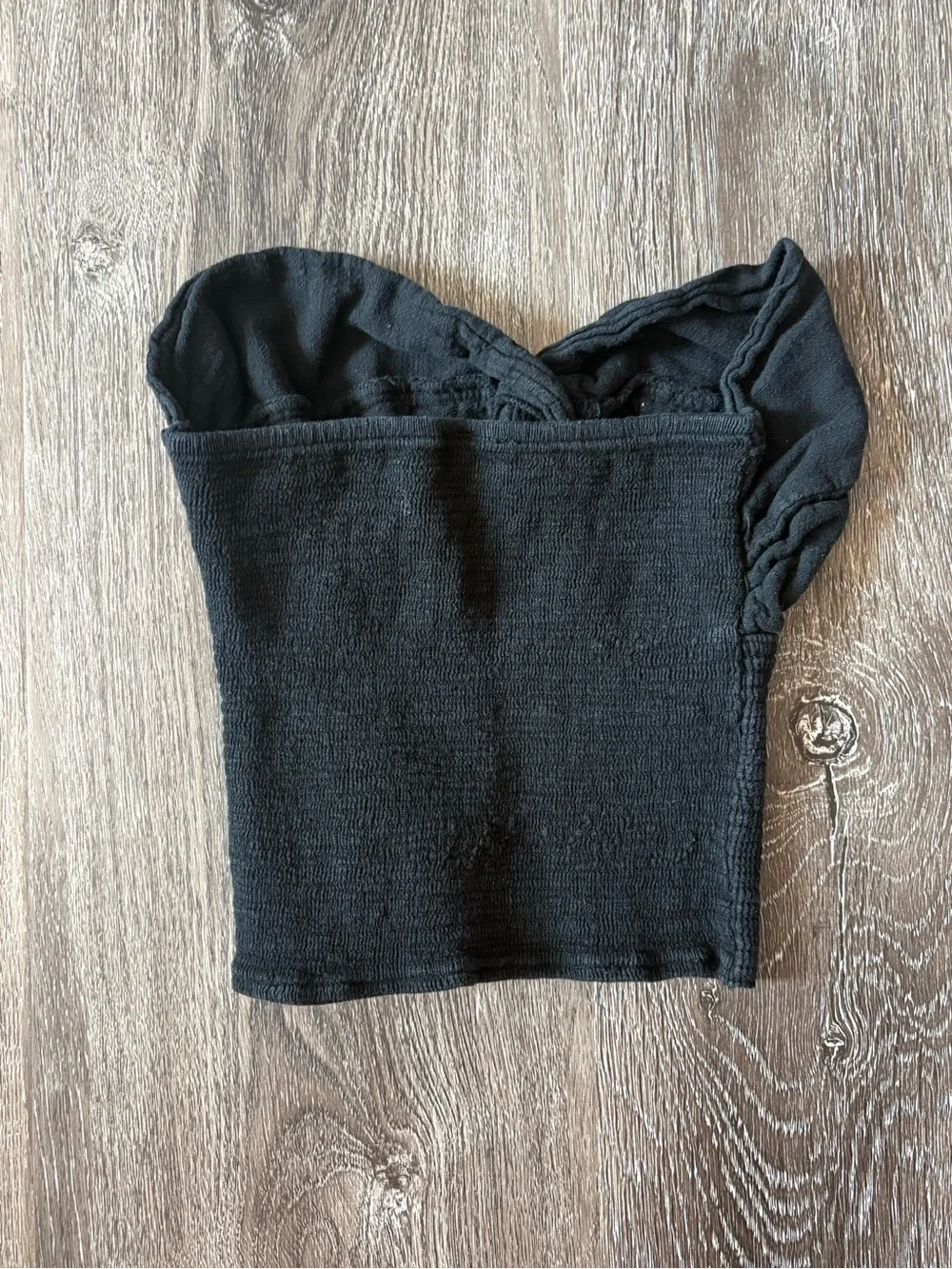 Black Strapless Crop Top